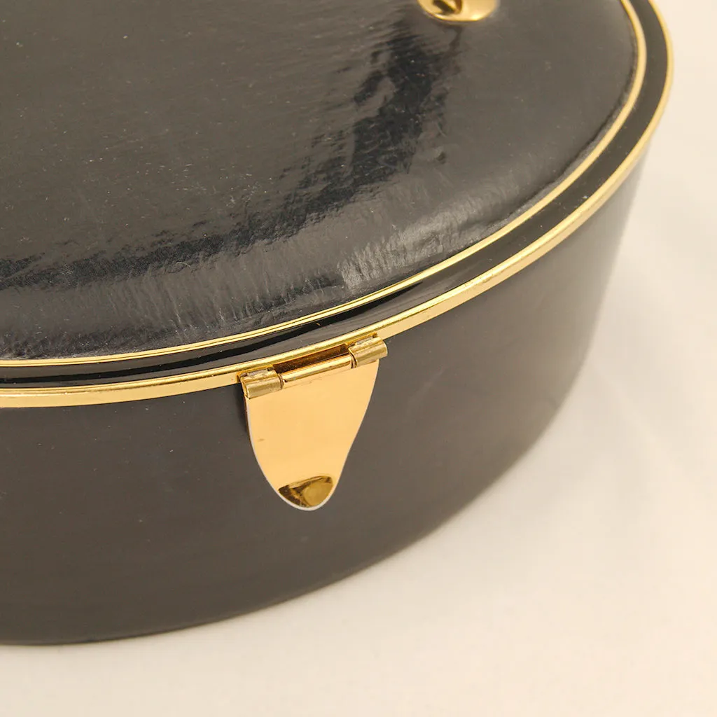 1950s Navy Leather Oval Box Bag