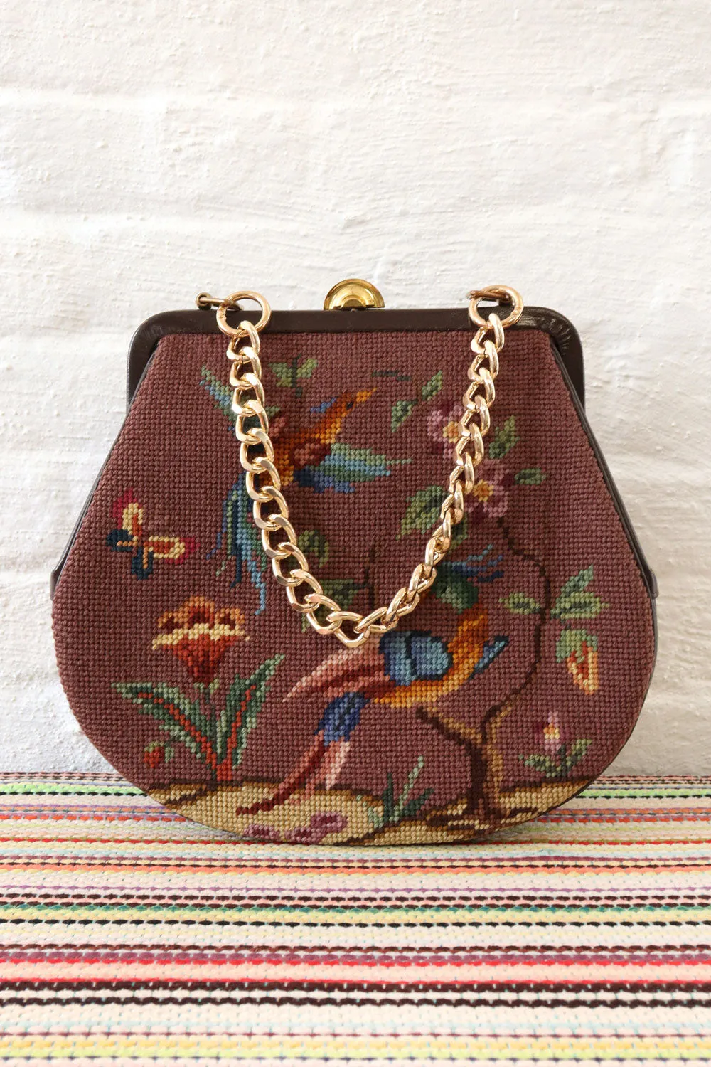 1960s Victorian Needlepoint XL Purse