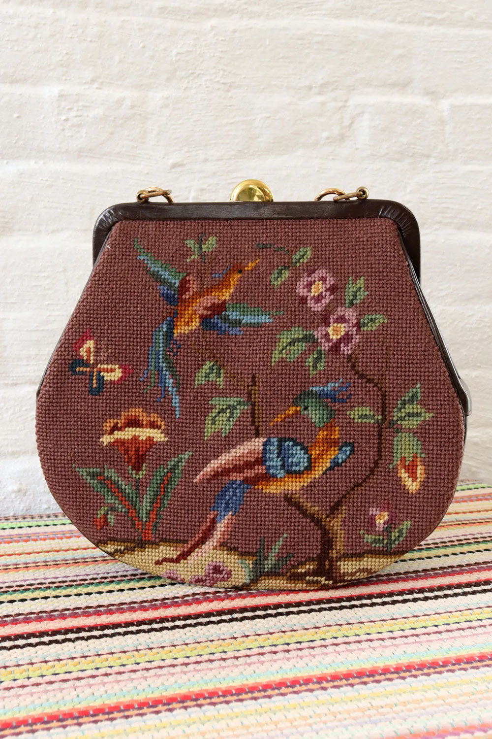 1960s Victorian Needlepoint XL Purse