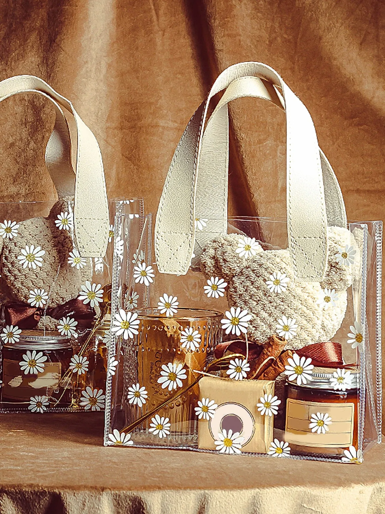 1pc Daisy Print Clear Gift Bag