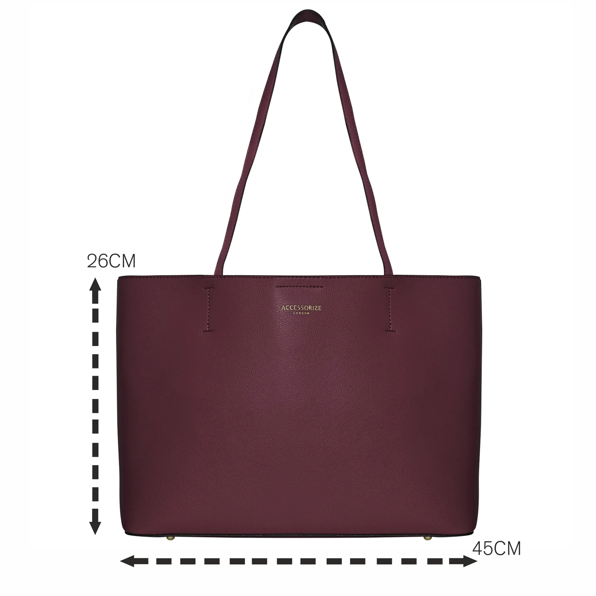 Accessorize London Women's Faux Leather Maroon Leo Tote Bag