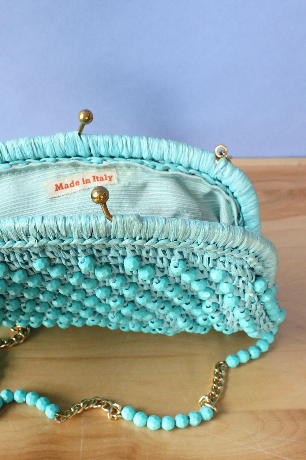 Aegean Blue Beaded Purse