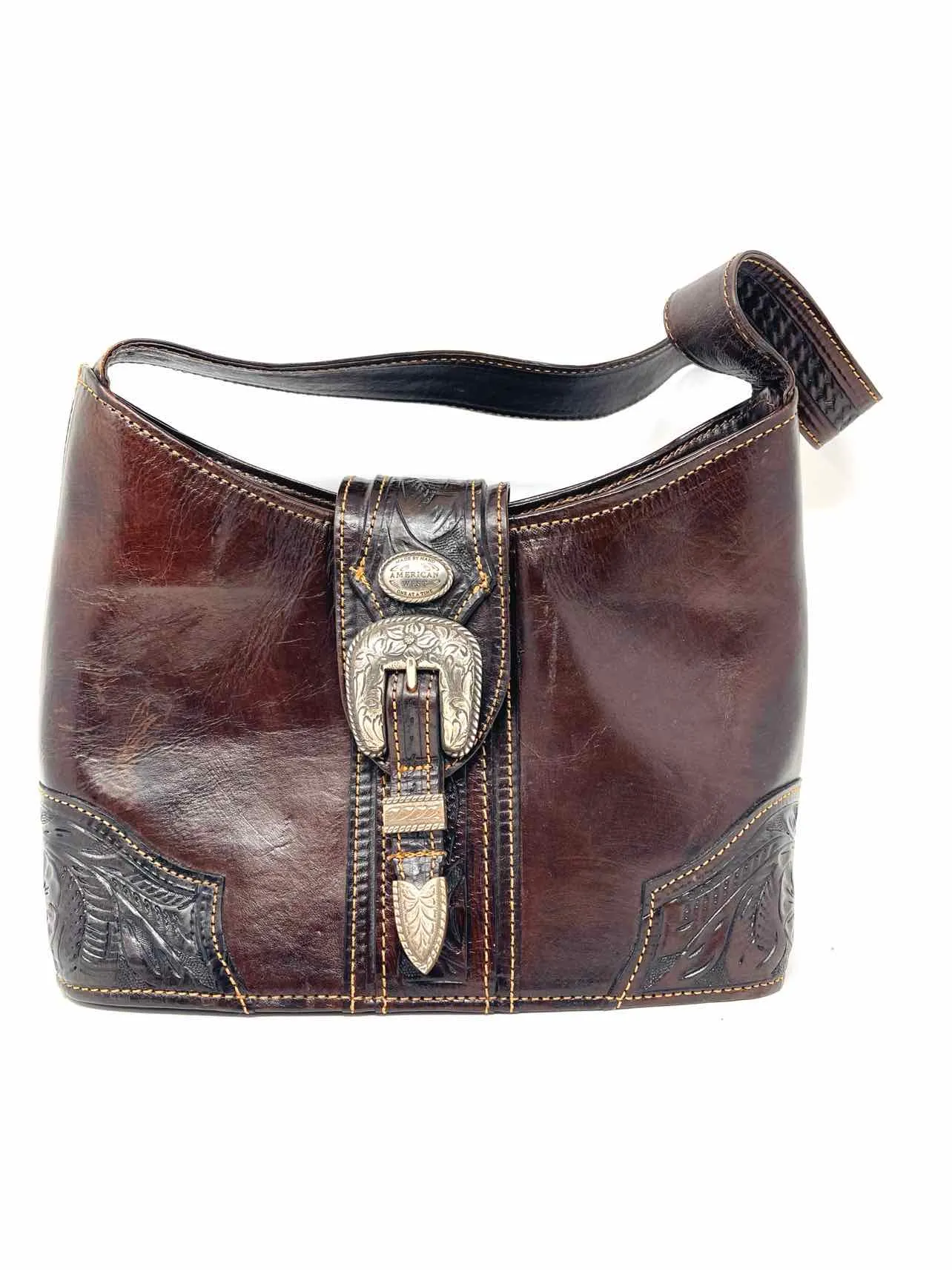 American West Brown/Silver Buckles Leather Purses Purse