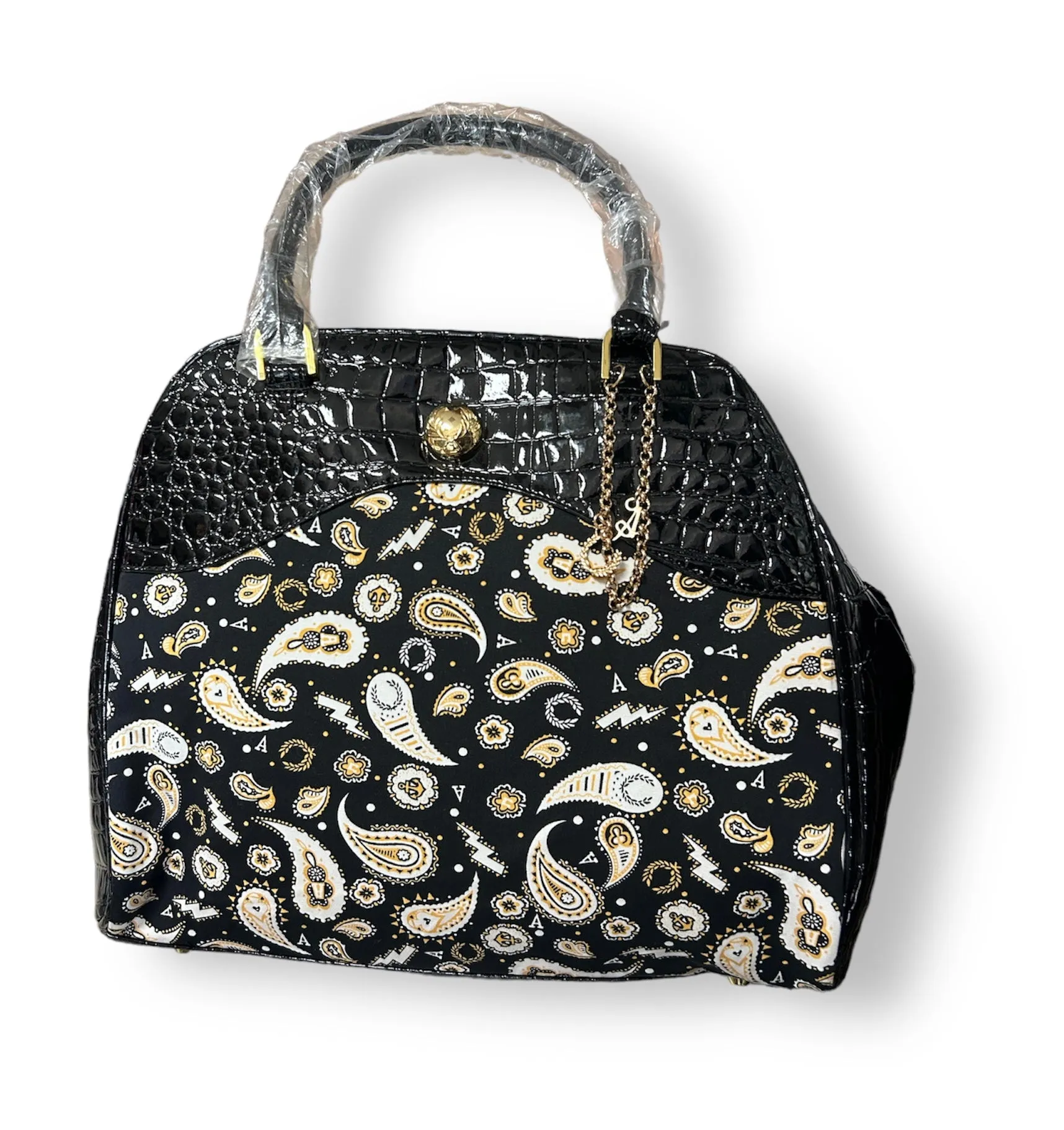 Amy Winehouse Black Printed Paisley Bag