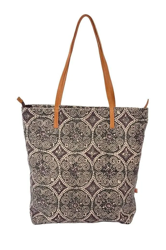 ANTIQUA -  BLOCK PRINTED  TOTE BAG