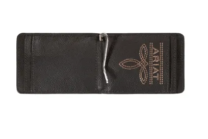 Ariat Men’s Black Mexico Logo Money Clip Bifold Wallet A3555401