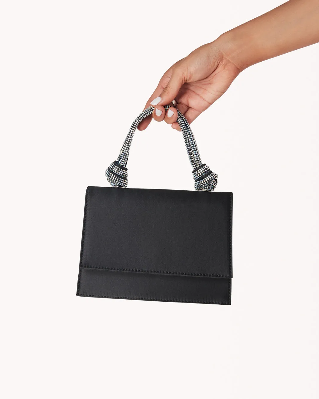 ARIATTA HANDLE BAG - BLACK-SILVER DIAMANTE