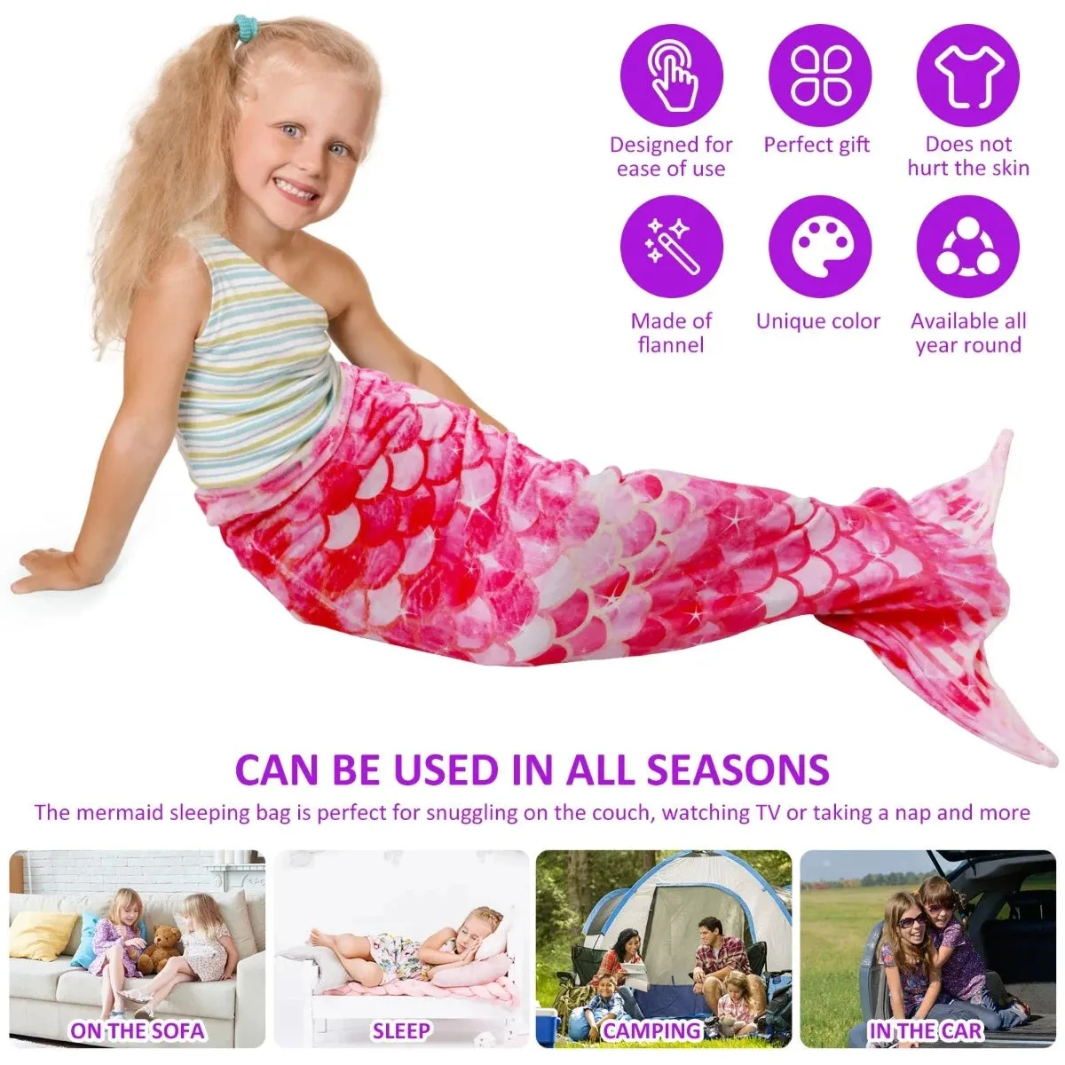 Baby Girl Mermaid Tail Blanket Sleeping Bag