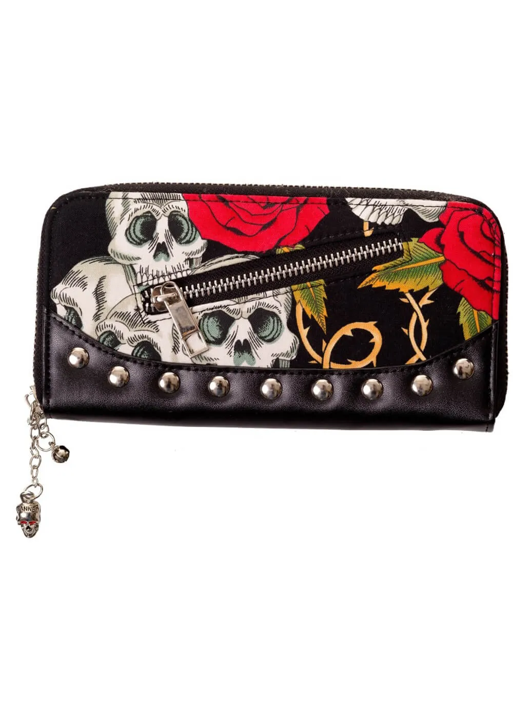 Banned Skull & Roses Rockabilly Wallet Black