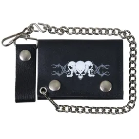 Barbed Wire Skull Genuine Leather Wallet