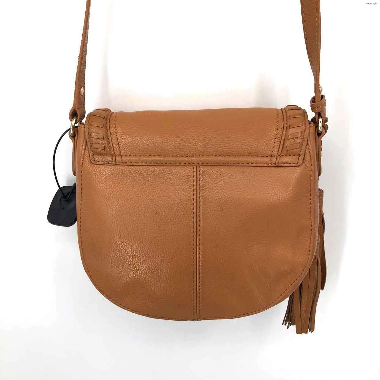 BARNEY'S Tan Pebbled Leather Pre Loved Crossbody Purse