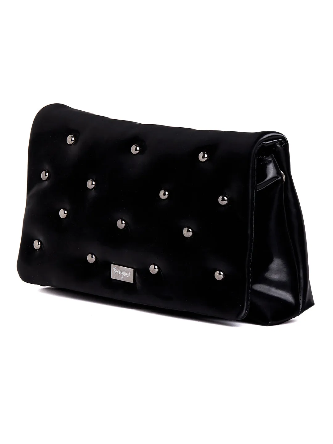 Berrylush Women Black Synthetic Leather Envelope Embellished Wallet