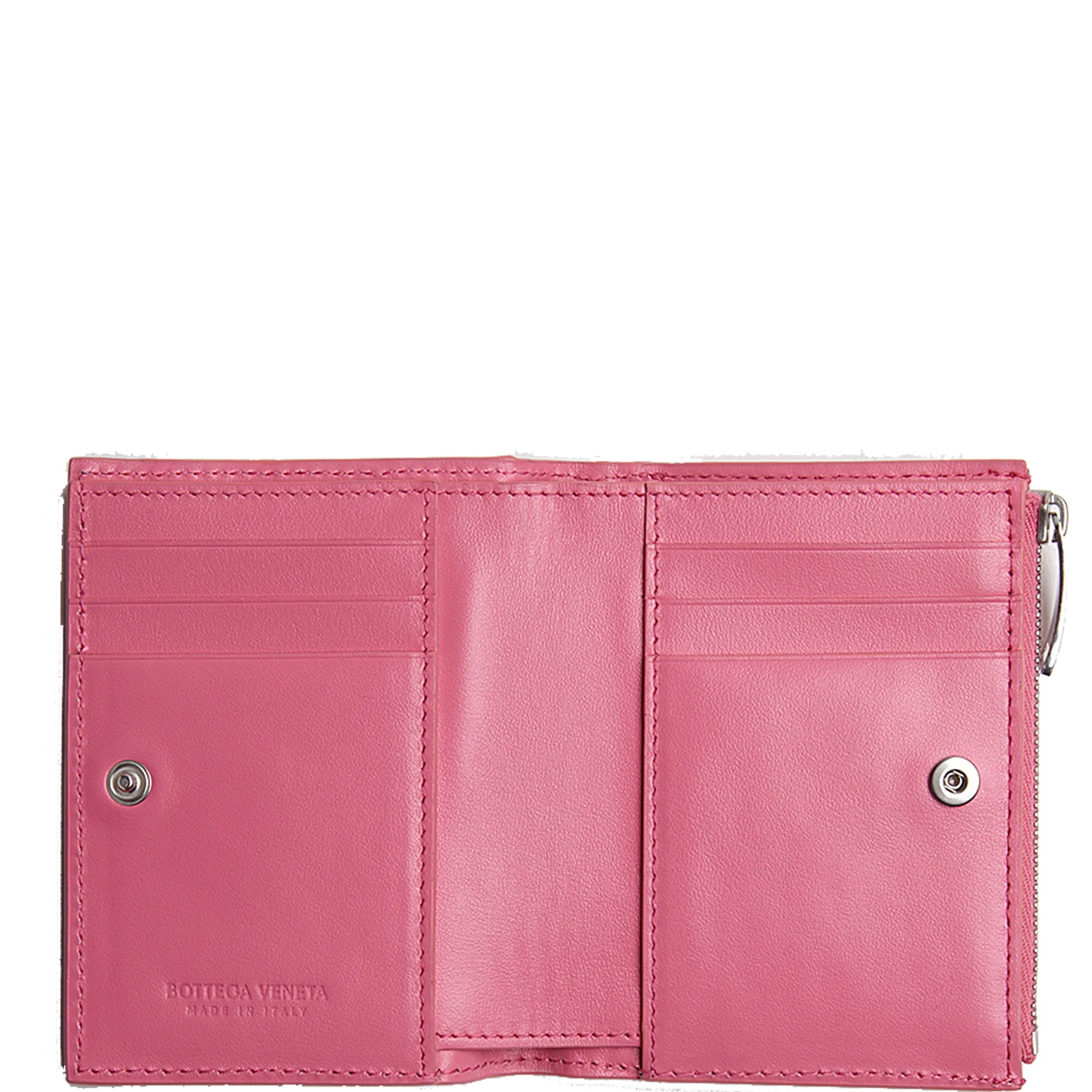 Bi-Fold Zip Wallet Intrecciato, Pink