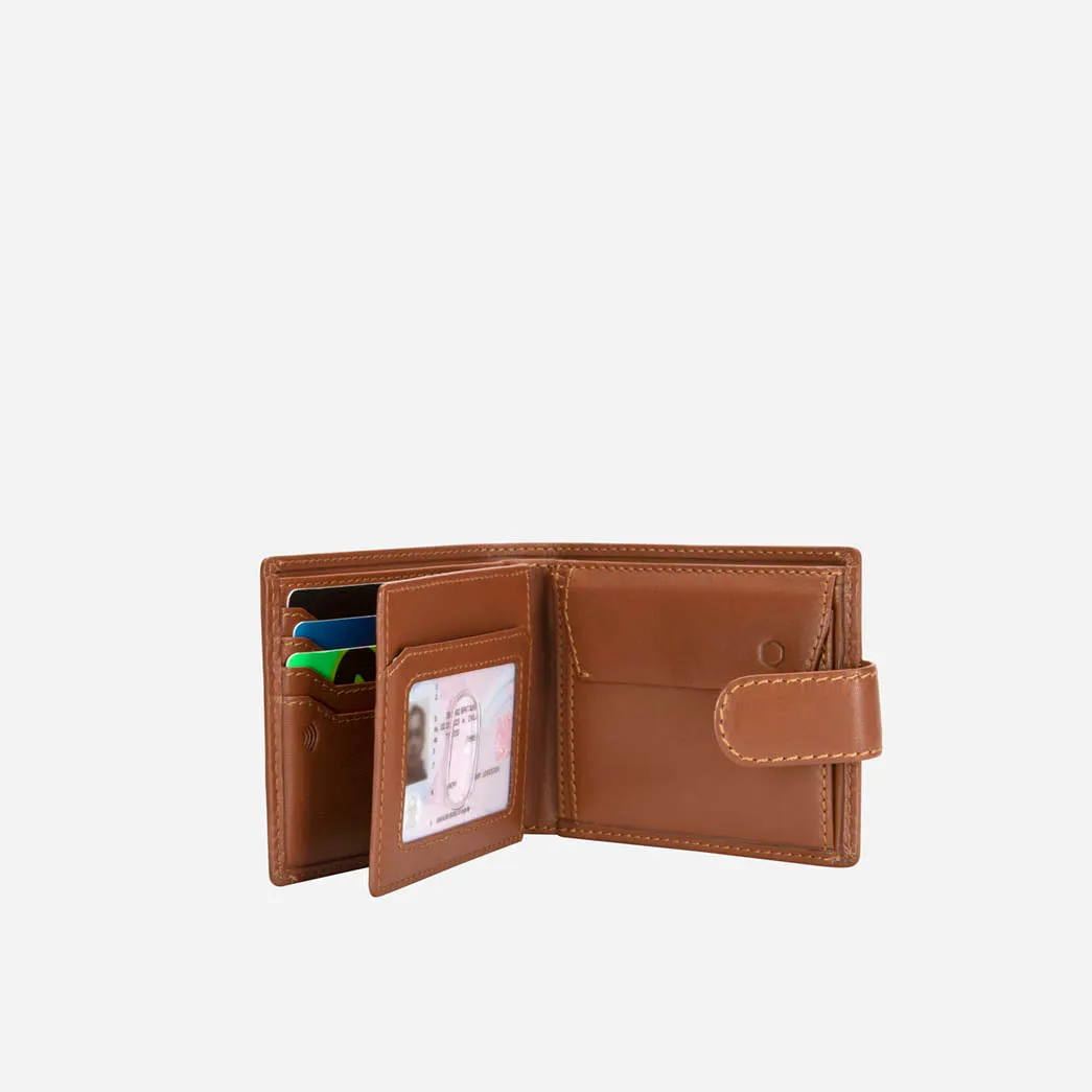 Bifold Wallet With Coin And ID Window, Tan