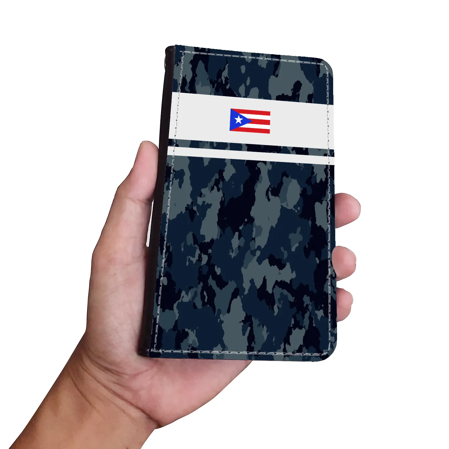 Blue Camo PR Flag Phone Wallet / case