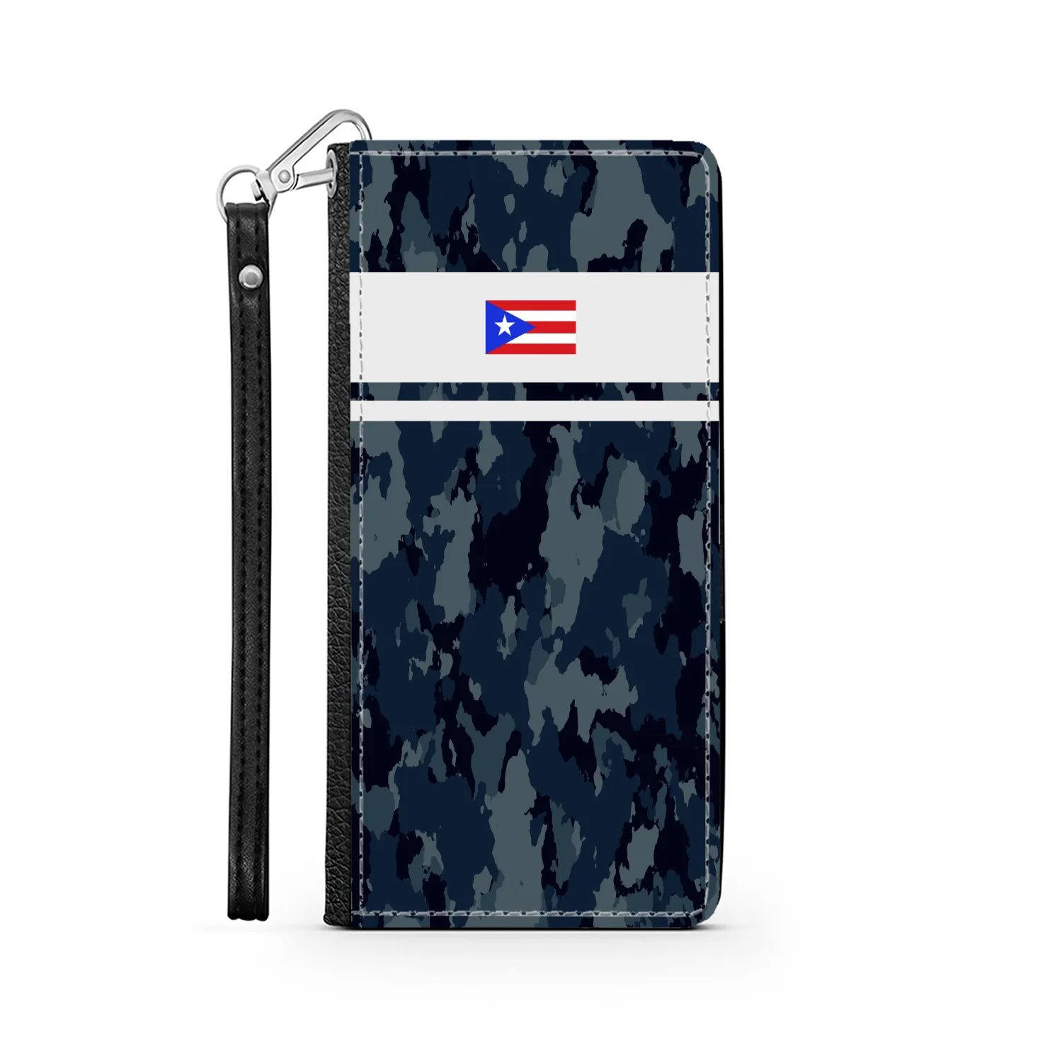 Blue Camo PR Flag Phone Wallet / case