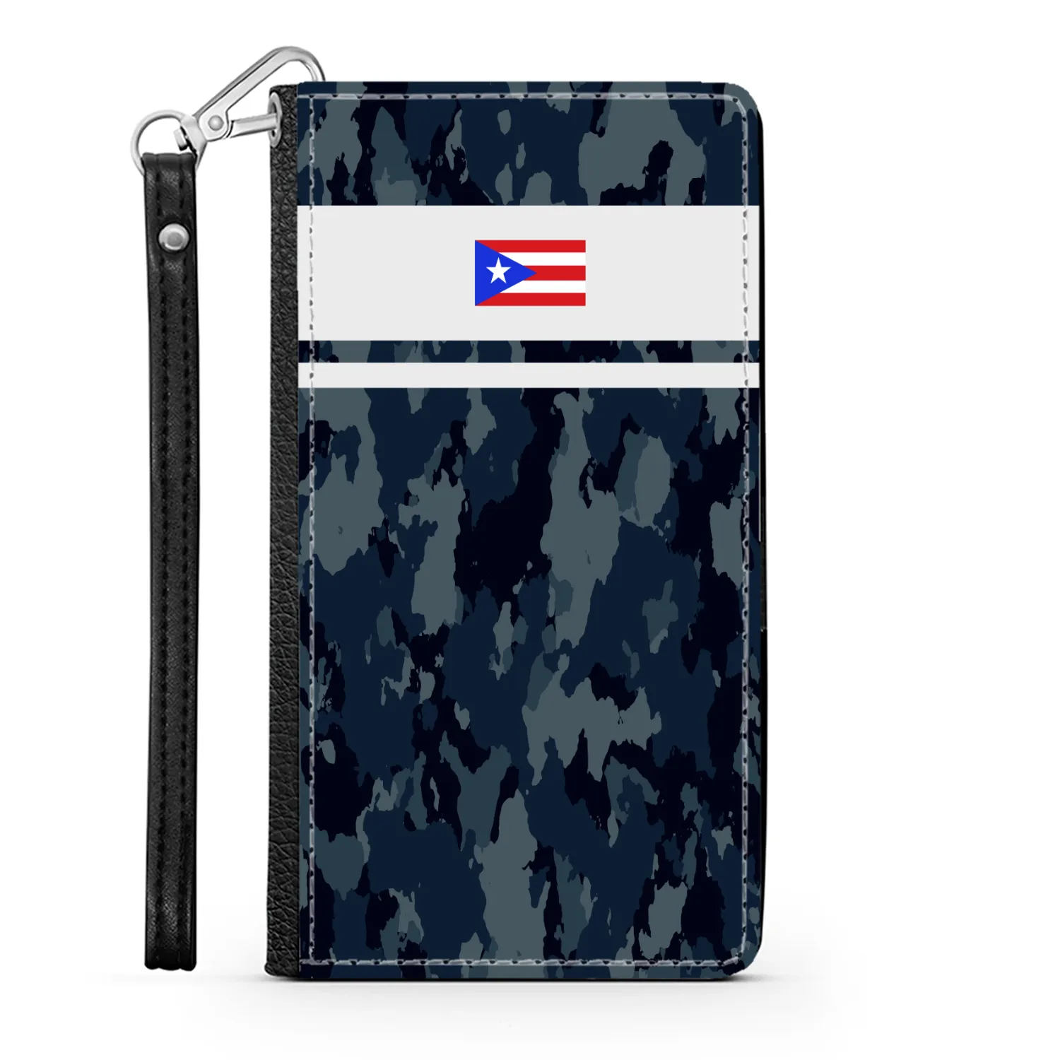 Blue Camo PR Flag Phone Wallet / case