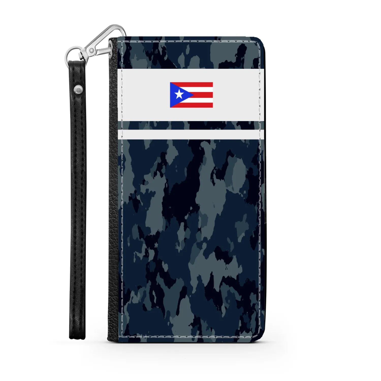 Blue Camo PR Flag Phone Wallet / case