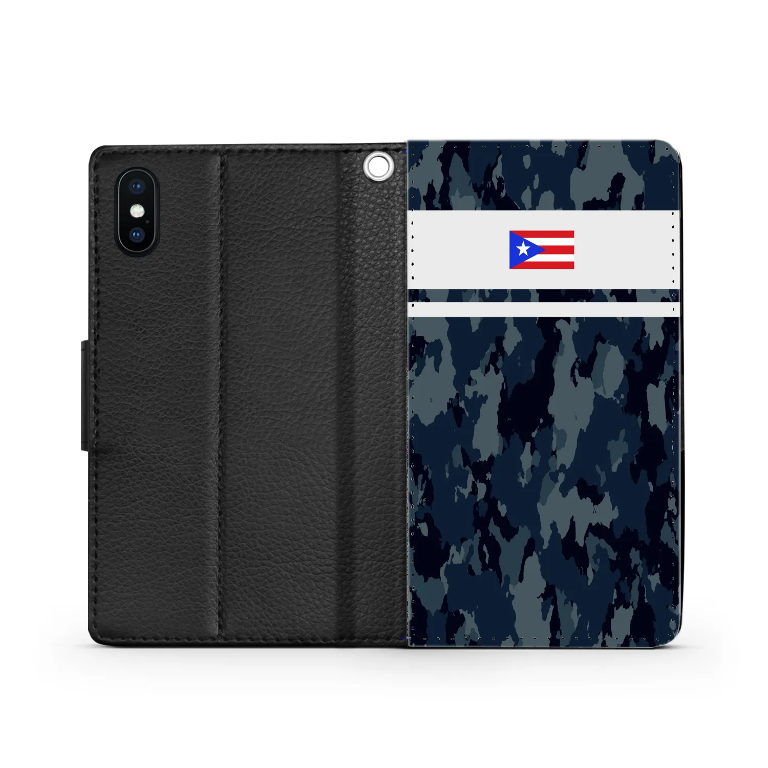 Blue Camo PR Flag Phone Wallet / case