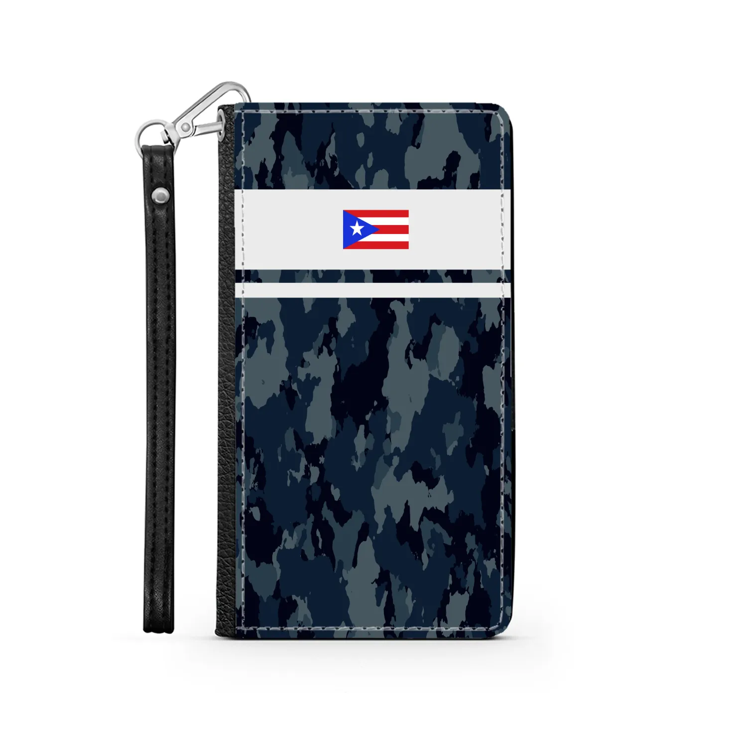 Blue Camo PR Flag Phone Wallet / case