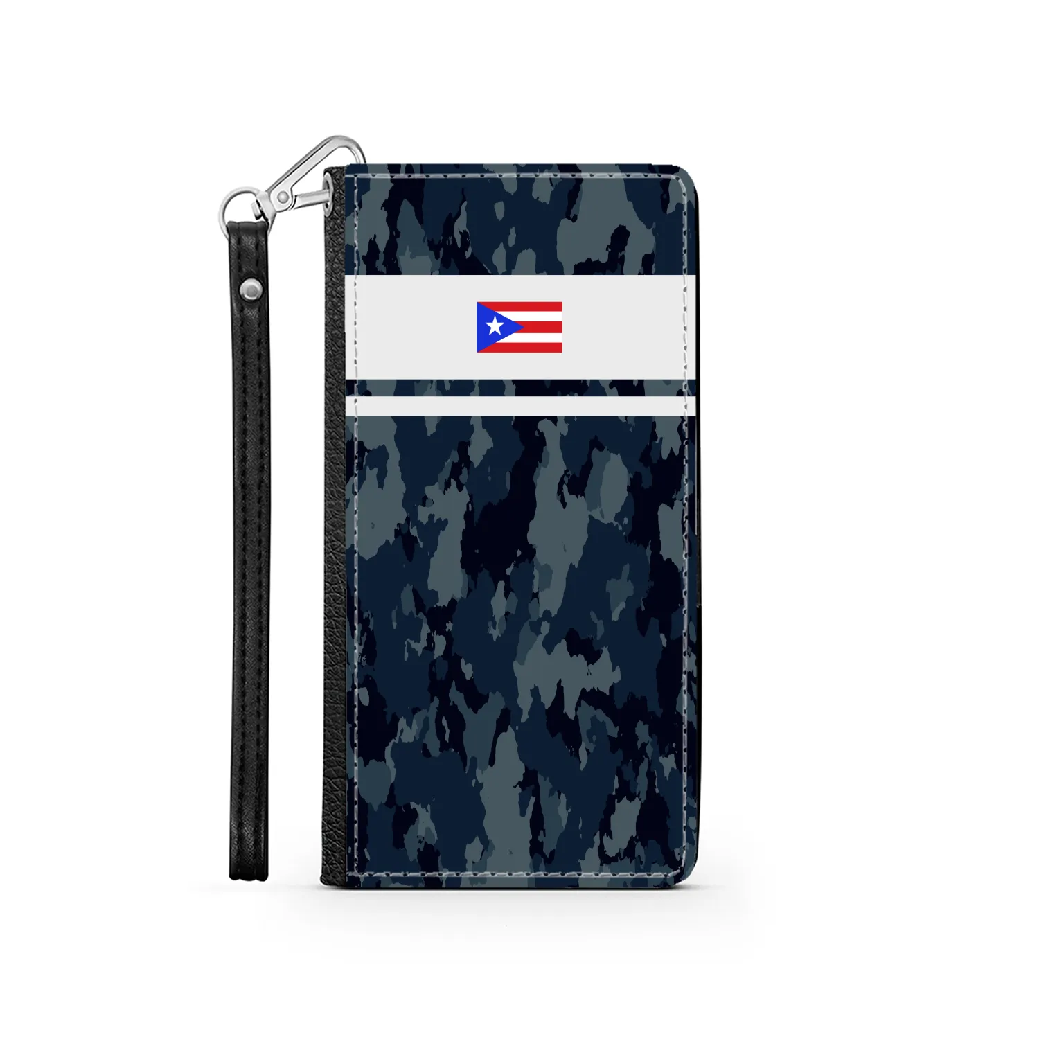 Blue Camo PR Flag Phone Wallet / case