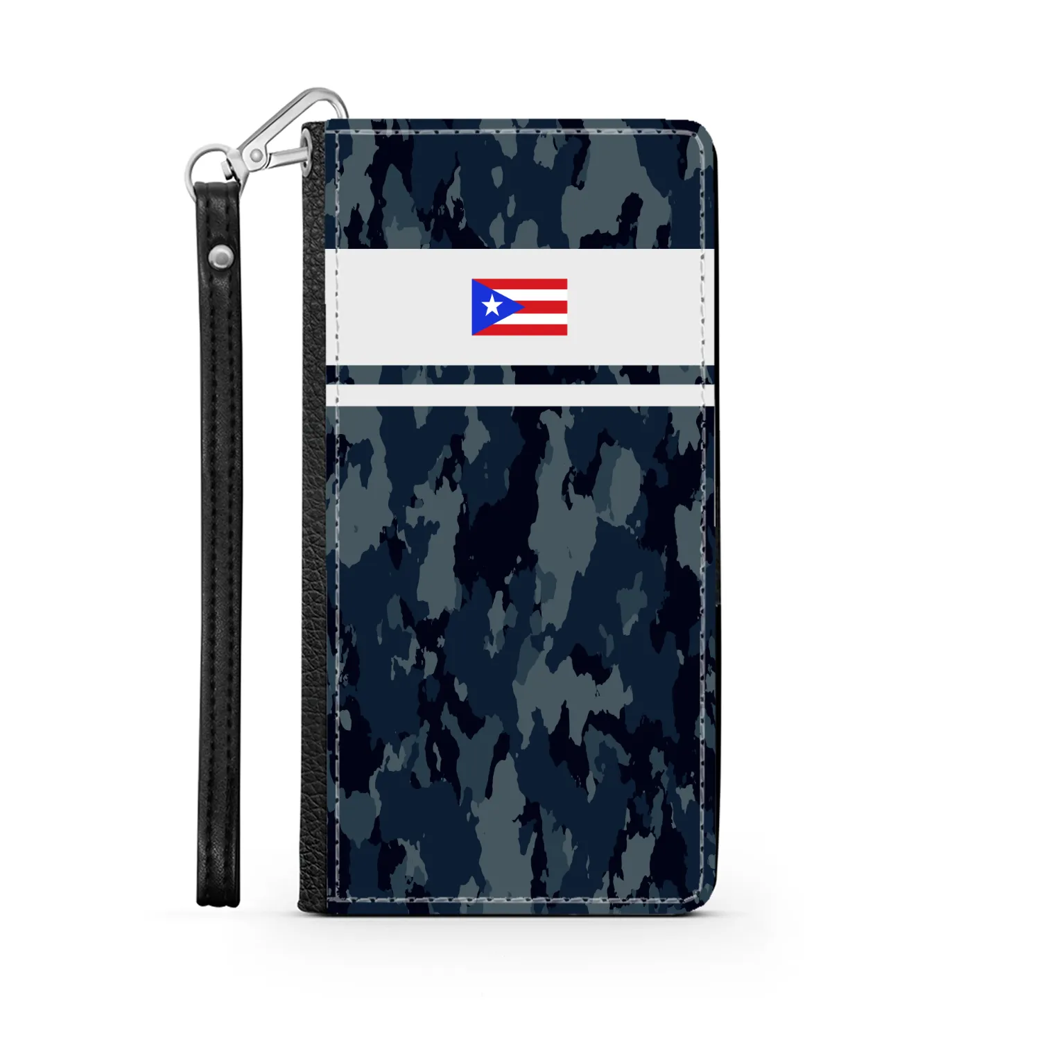 Blue Camo PR Flag Phone Wallet / case