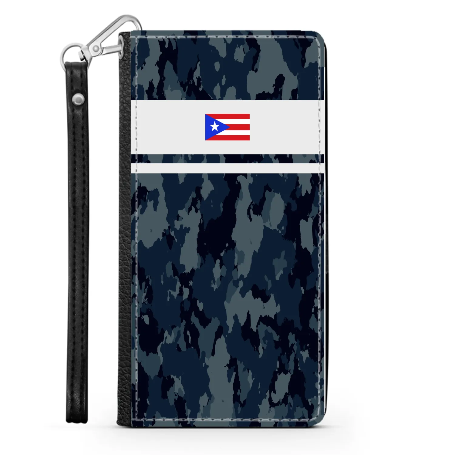 Blue Camo PR Flag Phone Wallet / case