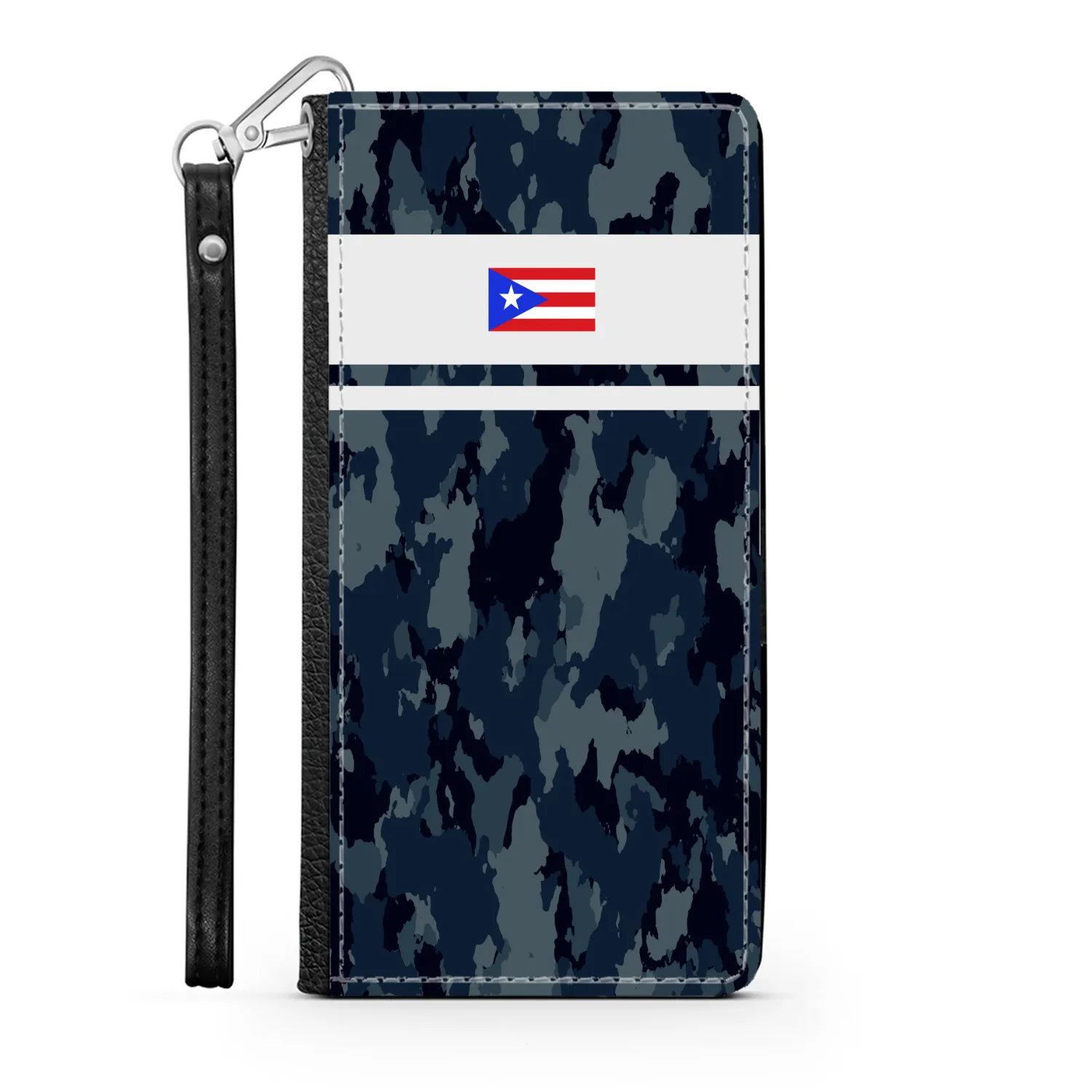 Blue Camo PR Flag Phone Wallet / case