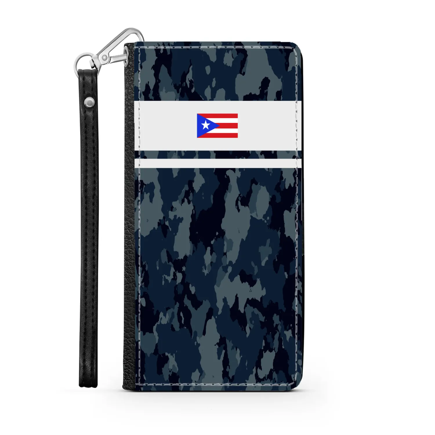 Blue Camo PR Flag Phone Wallet / case