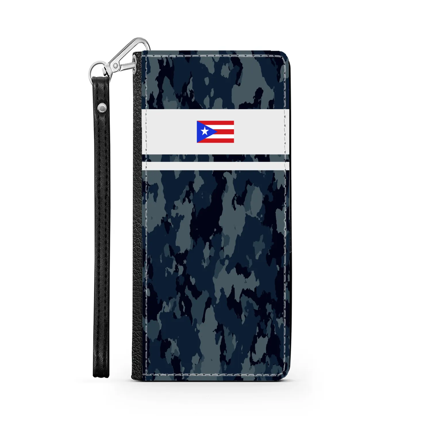 Blue Camo PR Flag Phone Wallet / case