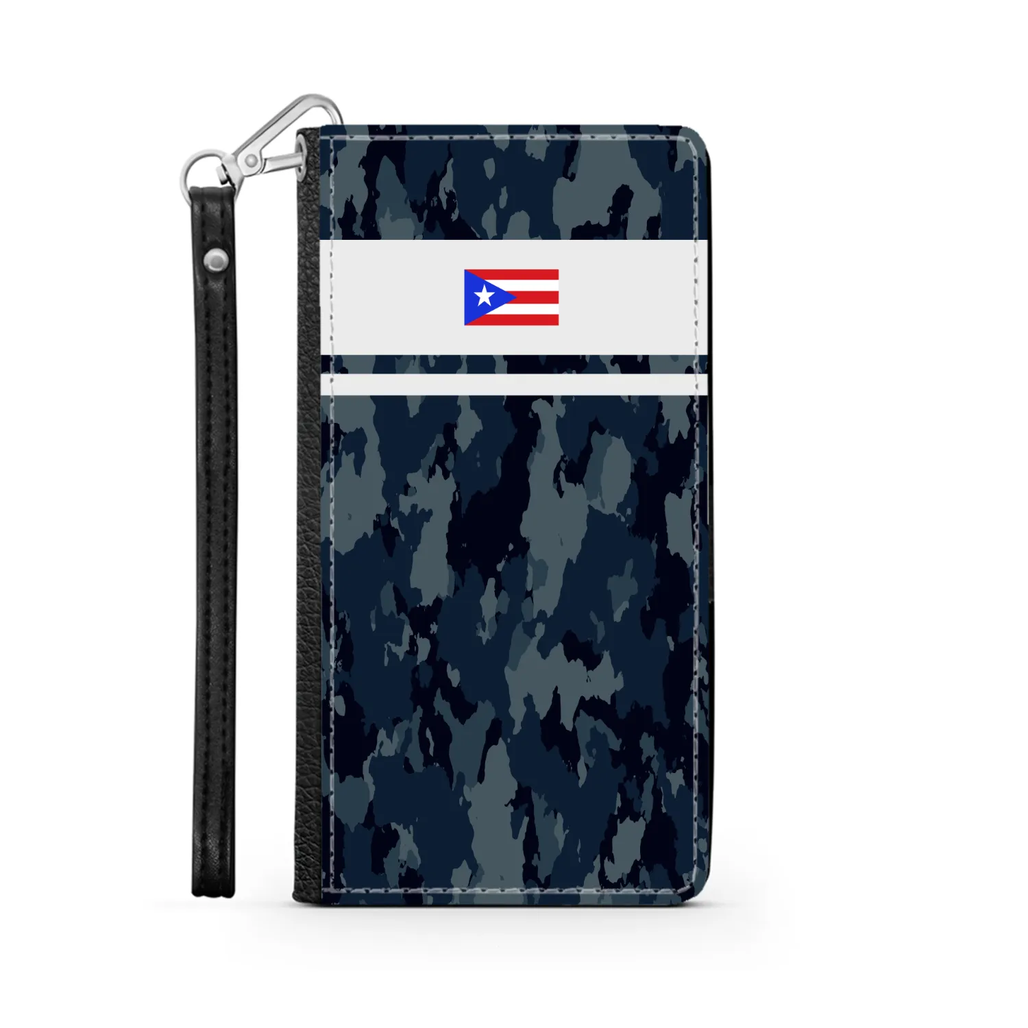 Blue Camo PR Flag Phone Wallet / case