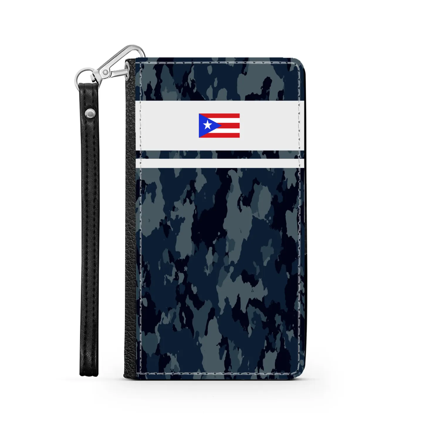 Blue Camo PR Flag Phone Wallet / case