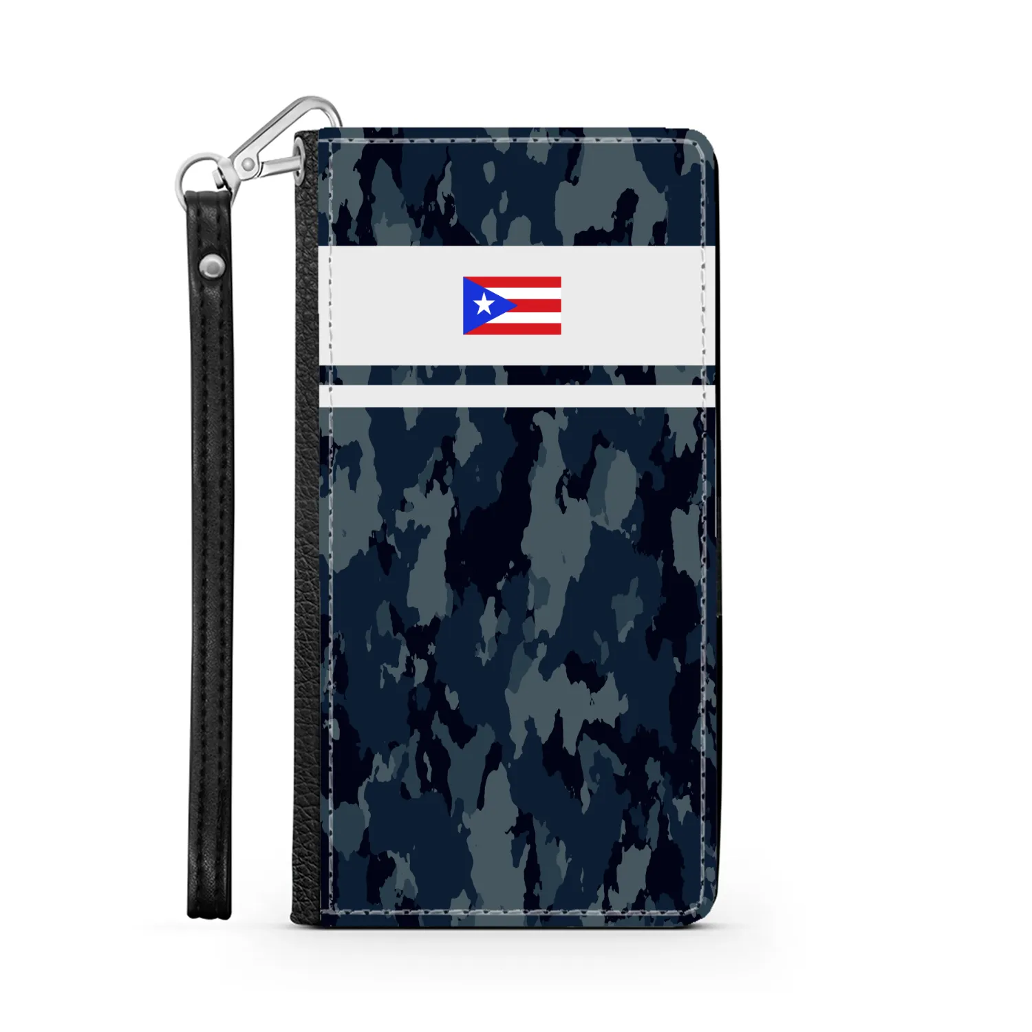 Blue Camo PR Flag Phone Wallet / case