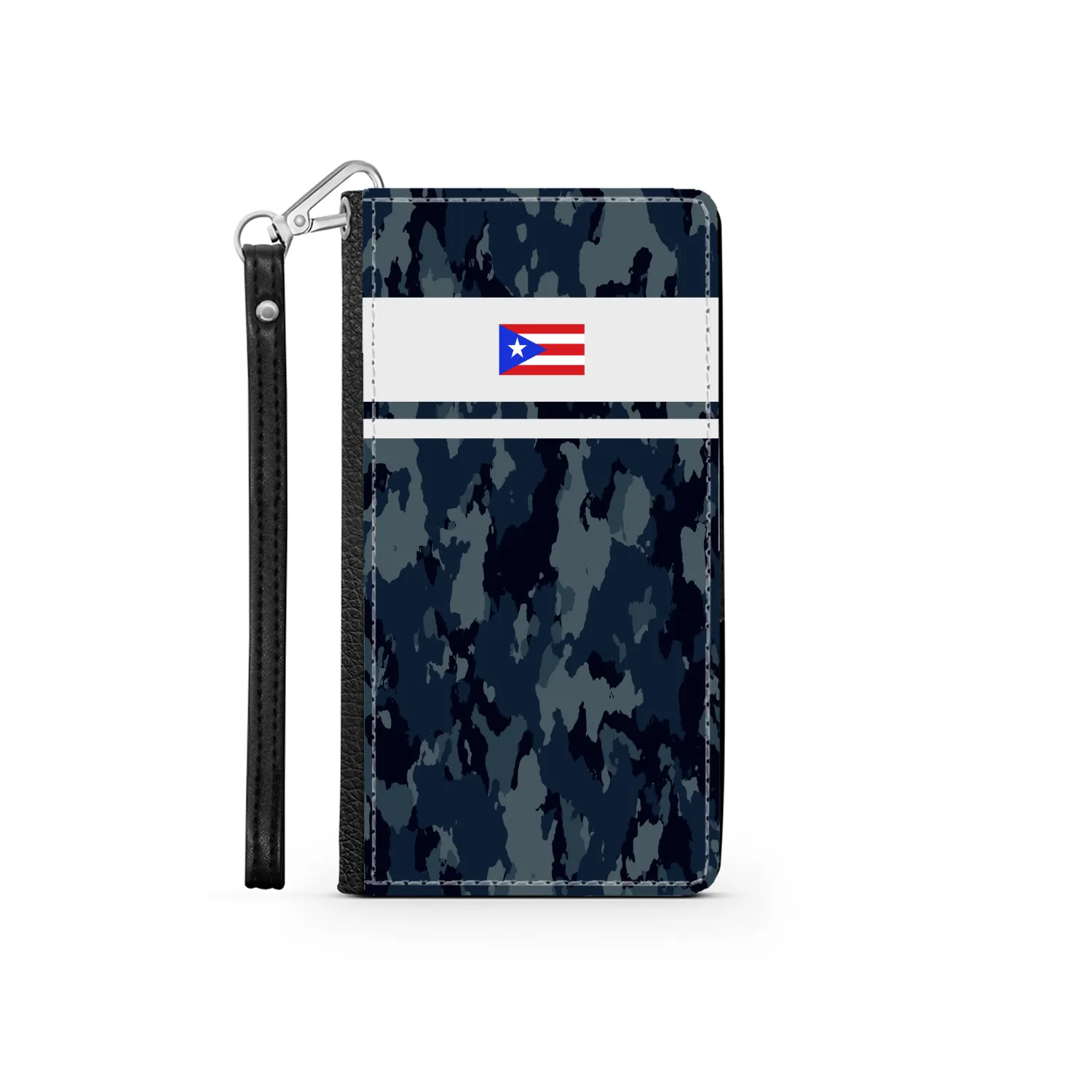 Blue Camo PR Flag Phone Wallet / case