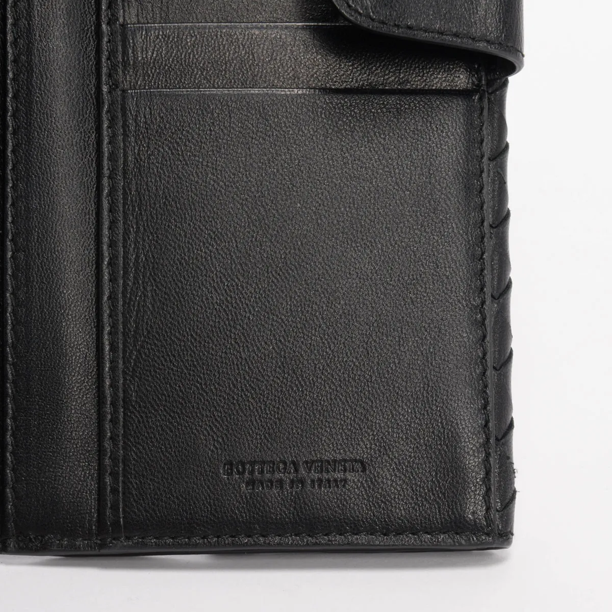 Bottega Veneta Black Intrecciato Bi-Fold Continental Wallet