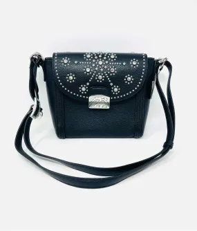 Brighton Bk/Wh/Rd Rhinestones Leather NEW Designer Crossbody Purse