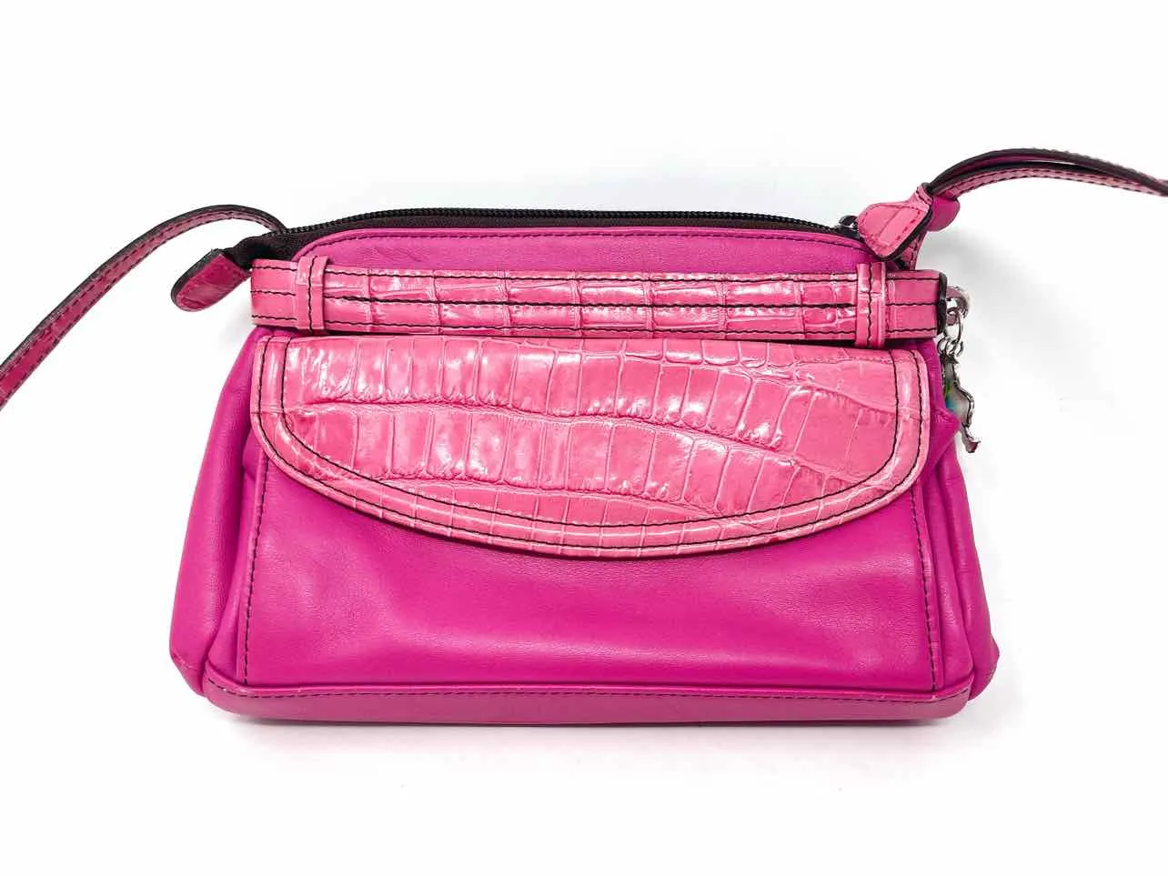 Brighton Fuchsia Reptile Leather Designer Crossbody Purse