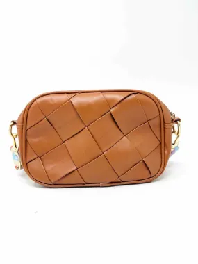 Brown/Cream Lattice Faux Leather Purses Purse