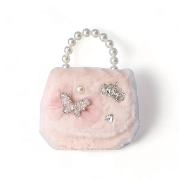 Butterfly Furry Purse - Pink