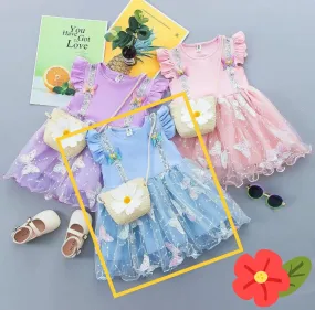 Butterfly SKY Frock with Purse 12997