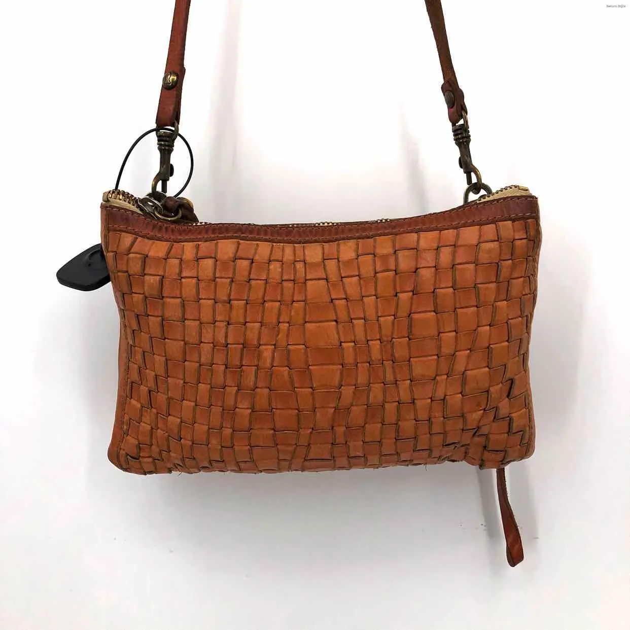 CAMPOMAGGI Caramel Brown Leather Pre Loved Woven Crossbody Purse