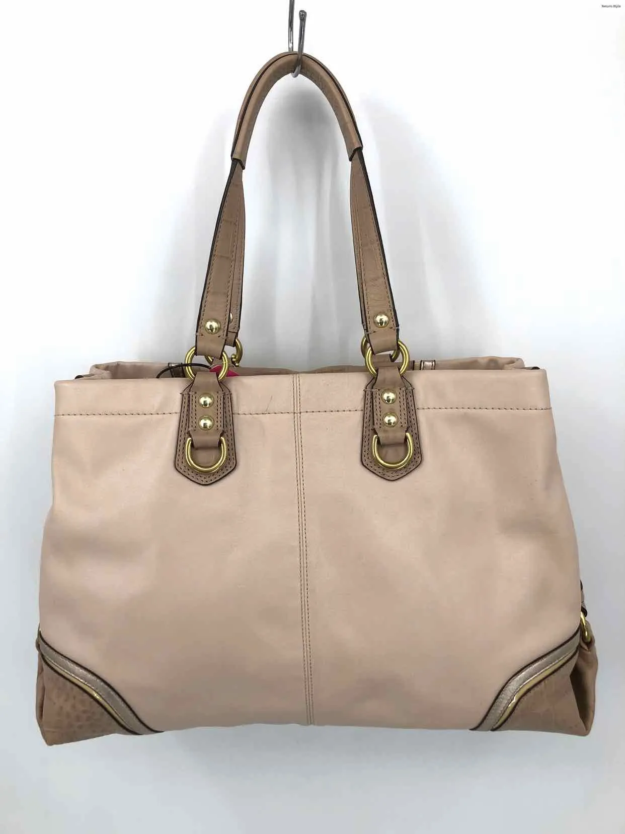 COACH Beige Leather Pre Loved Tote Purse