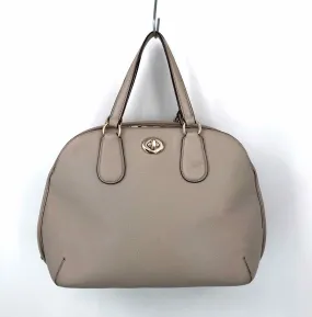 COACH Beige Silver Leather Pre Loved Bowler Purse