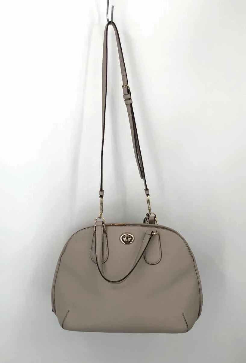 COACH Beige Silver Leather Pre Loved Bowler Purse