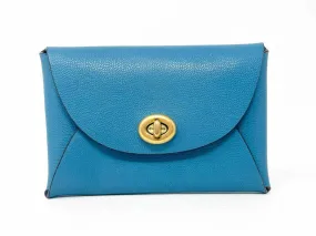 Coach Blue Turn-lock Leather Designer Wallet