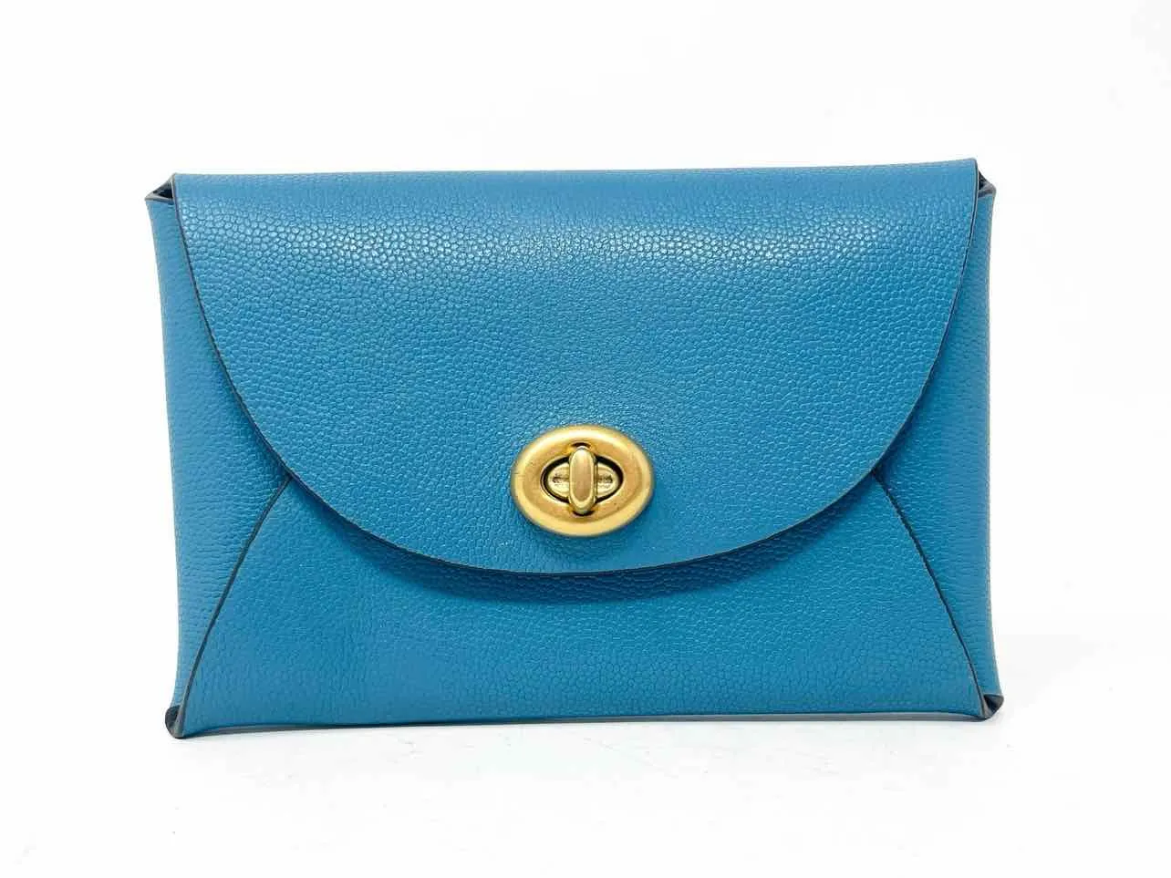 Coach Blue Turn-lock Leather Designer Wallet