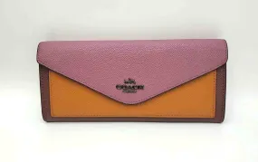 COACH Purple Orange Leather Pre Loved AS IS Wallet