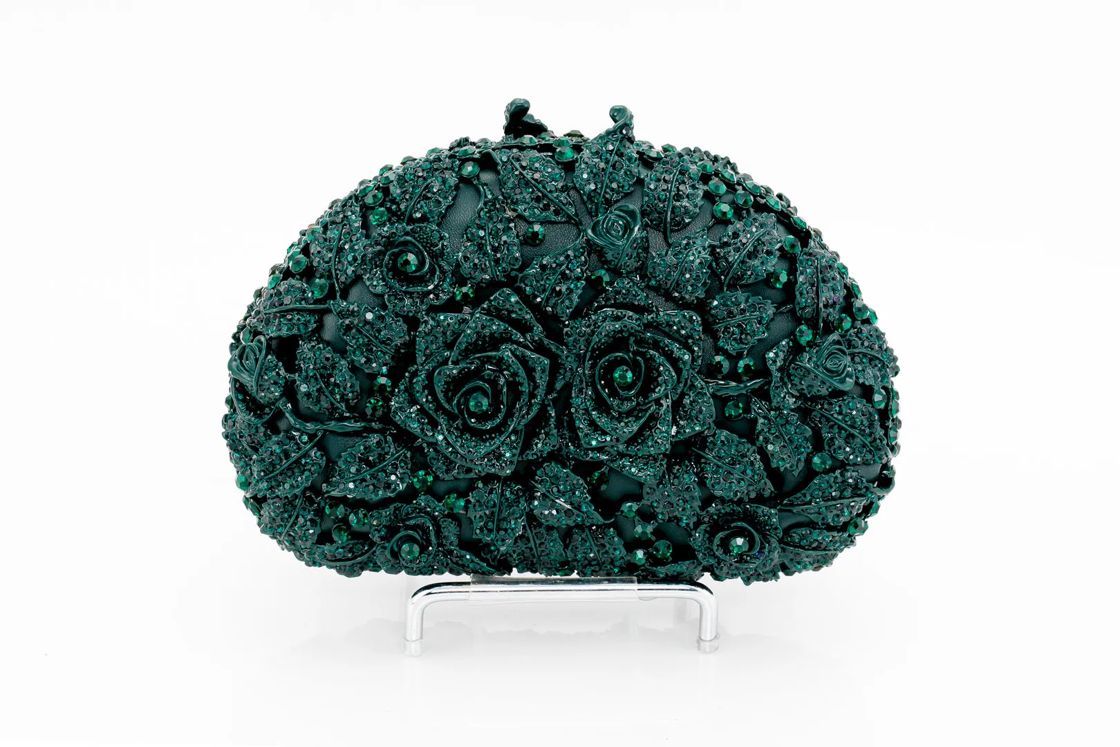 Emerald Floral Scallop Evening Bag