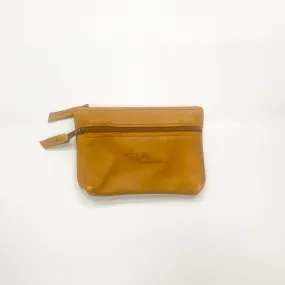 Gia leather tan double zip purse