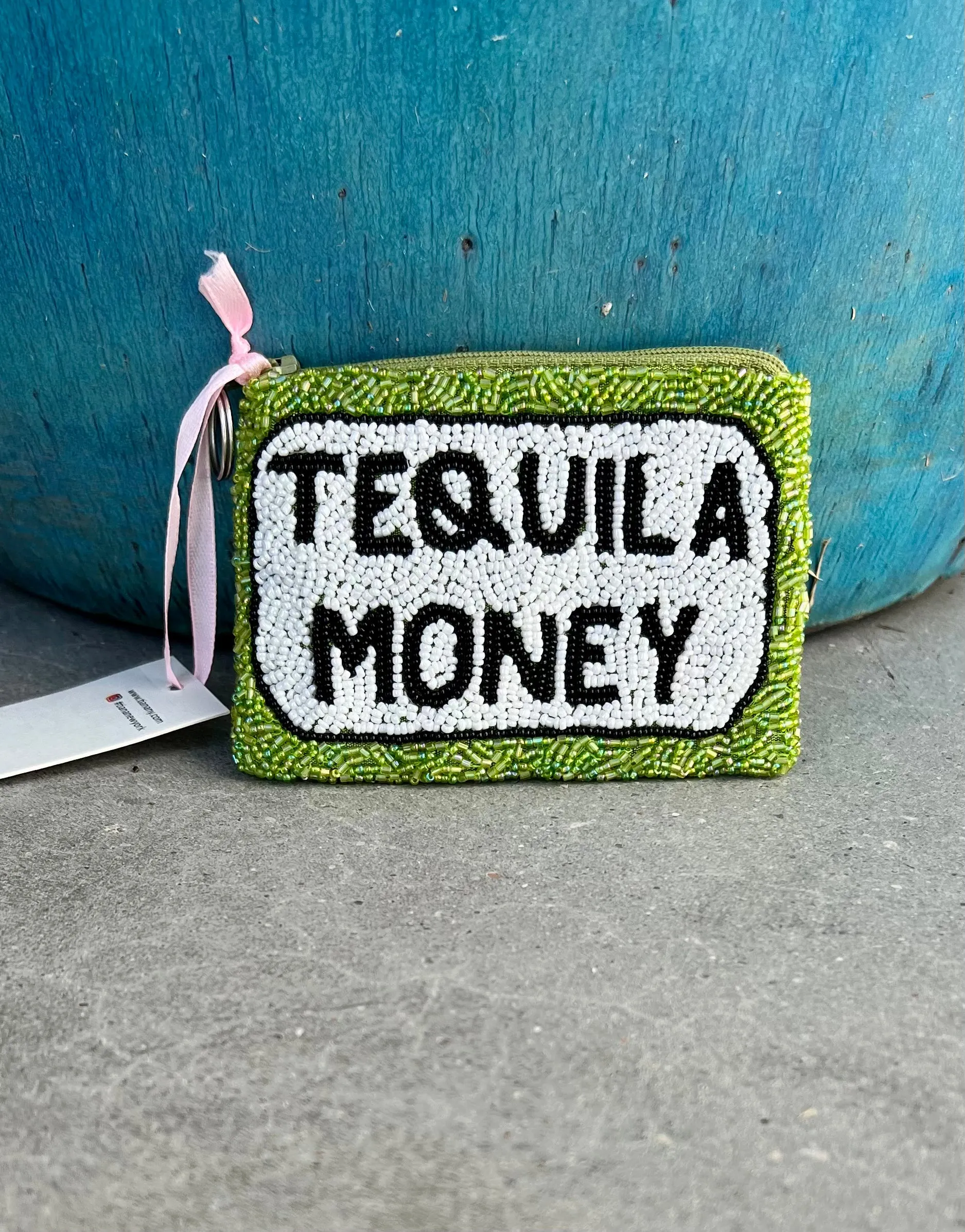 Glamfox - Green Tequila Money Beaded Coin Purse